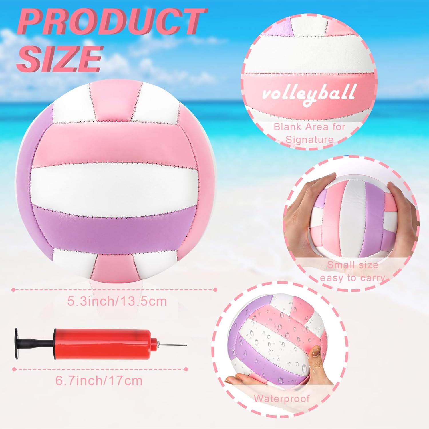 Size 2 Mini Volleyball 5.3 inch Small Beach Volleyball Soft Outdoor Indoor Volleyball Autograph Ball with Air Pump Volleyball Team Gifts for Kids Youth Team Collectors Sports Party(VERY SMALL) - Image 2