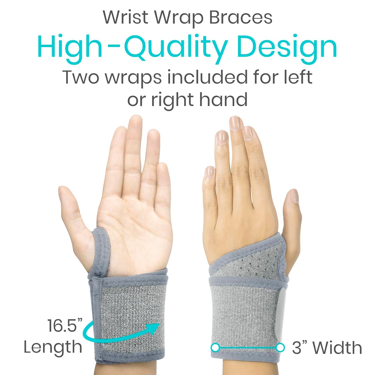 Wrist Wrap Braces (2 Pack) - Tendonitis Support for Carpal Tunnel Arthritis - Sprained Pain Protection Sleeve - Weightlifting & Calisthenics Compression Stabilizer for Women, Men - Adjustable - Image 2