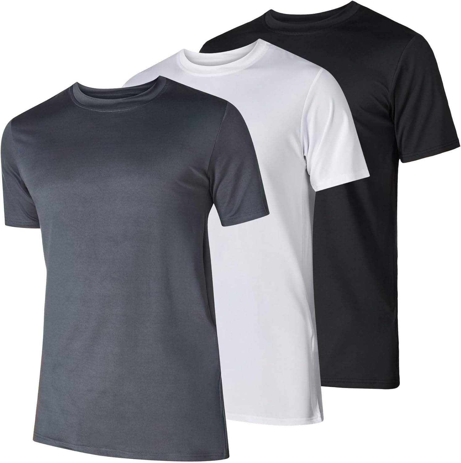 Men Workout Short Sleeve Athletic Gym T-Shirts 3 Pack Men Dry Fit Running Shirt Moisture Wicking Active Crew Tees for Men - Image 2