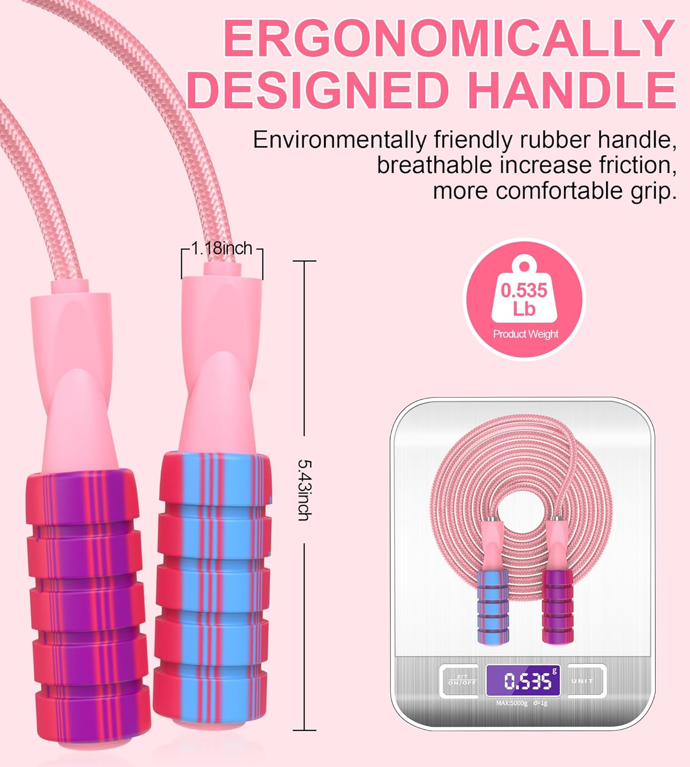 Jump Rope for Women Men, Fitness Jumprope for Women Workout, Adjustable Adult Exercise Skipping Rope - Image 2