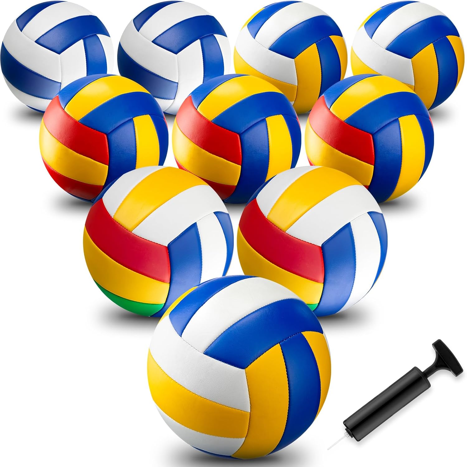 10 Pcs Official Size 5 Volleyballs, Soft Beach Volley Ball with Pump Needle, Indoor Outdoor Volleyball for Girls Youth Adult Beach Sand Pool Water Game and Gym