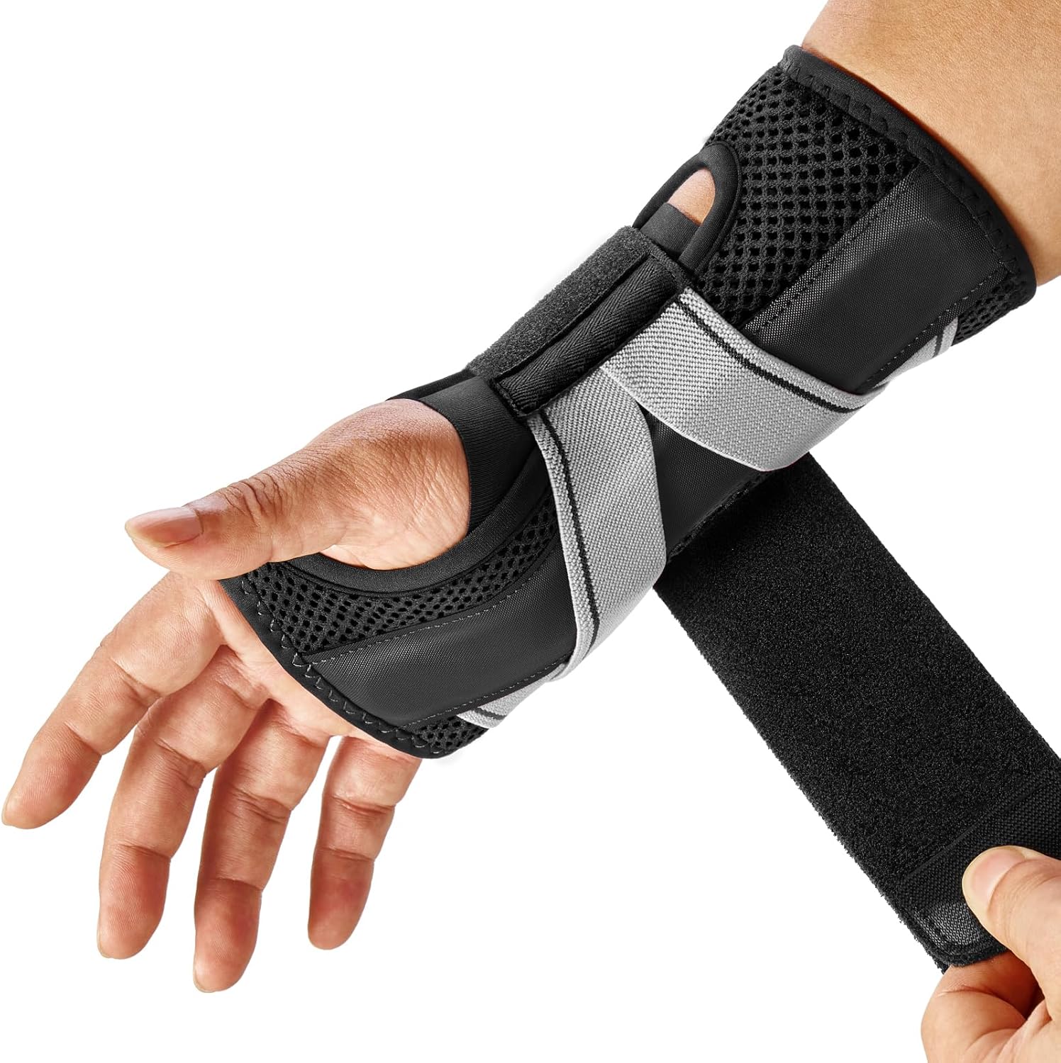 Fitted Wrist Brace for Carpal Tunnel Night Relief, Lengthened Fixed Hand Support for Women Men with Metal Splint, One-Step Wear Wrist Support for Right and t Hand, for Arthritis Tendonitis