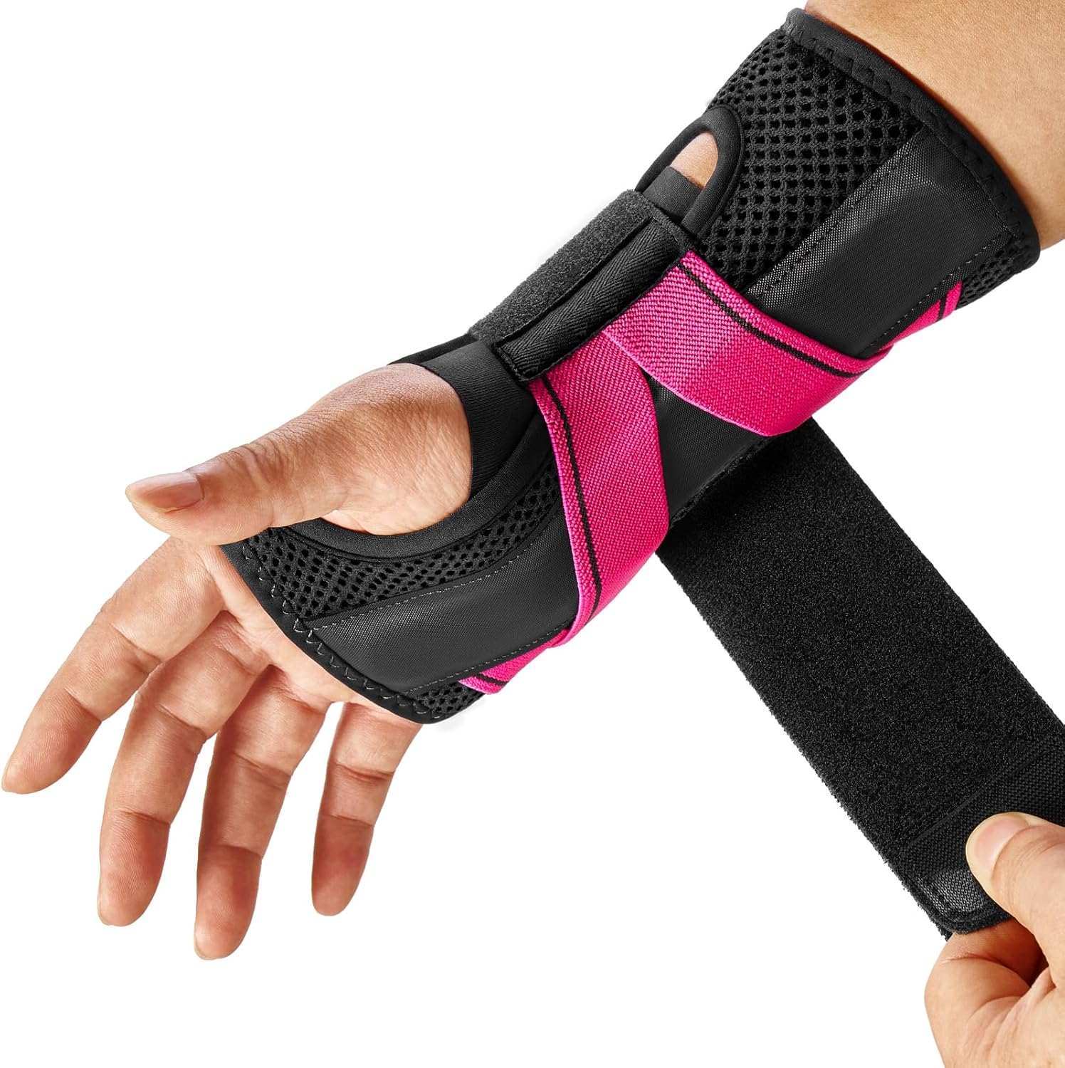 Fitted Wrist Brace for Carpal Tunnel Night Relief, Lengthened Fixed Hand Support for Women Men with Metal Splint, One-Step Wear Wrist Support for Right and t Hand, for Arthritis Tendonitis